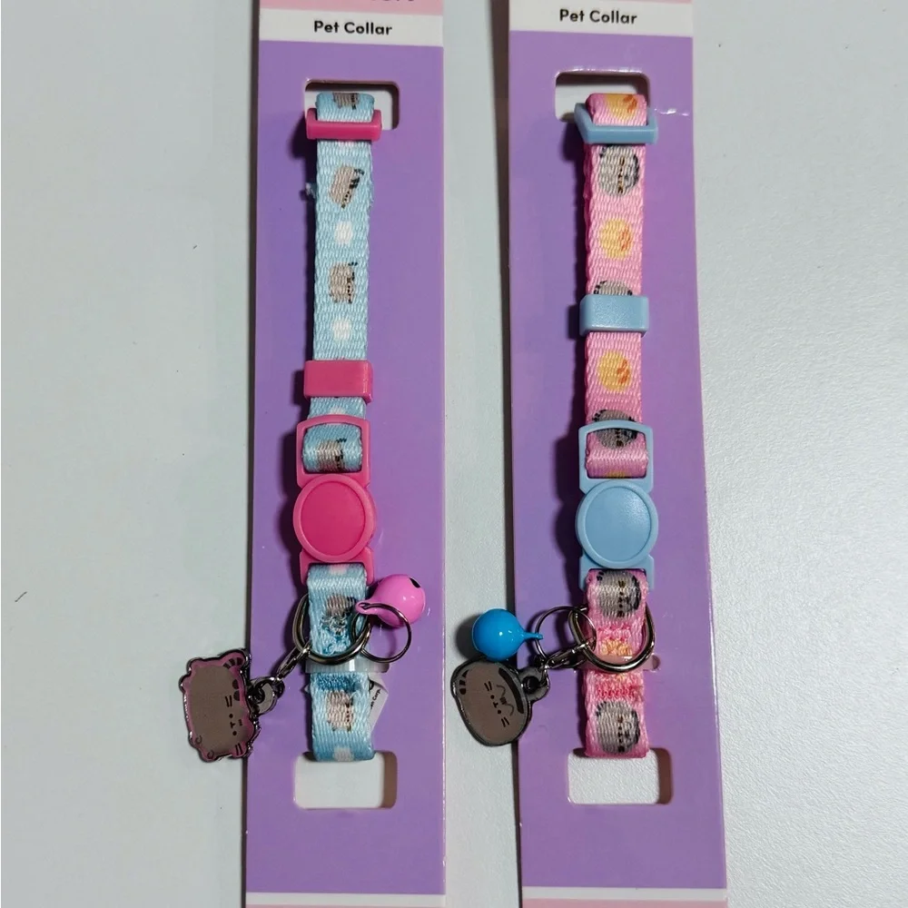 Pusheen Cat Harness Leash Set + 2 Cat Collars + 4 Collar Bows Bundle Small
